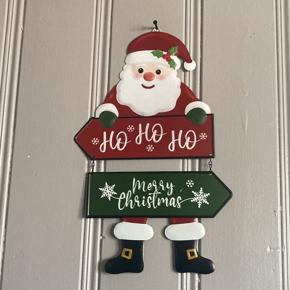 NWT- 18”- 2 Piece- Metal Santa Decoration Sign- Ho Ho Ho & Merry Christmas - Picture 9 of 11